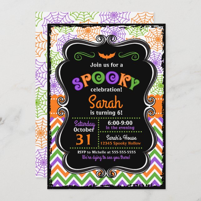 Halloween Birthday Invitation (Front/Back)