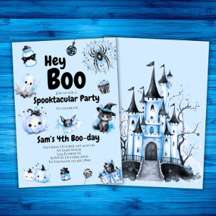 Halloween Birthday Invitation Boys Hey Boo Spooky