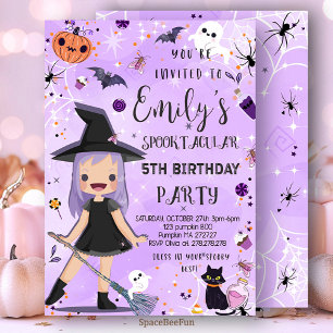 Halloween Birthday Invitation Costume Party Girl W