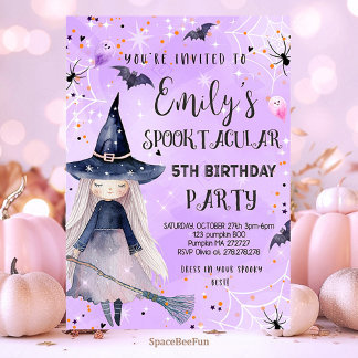 Halloween Birthday Invitation Costume Party Witch