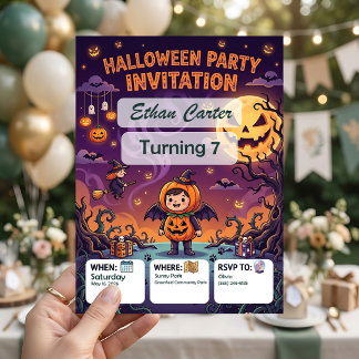 Halloween Birthday Invitations Customisable Editab