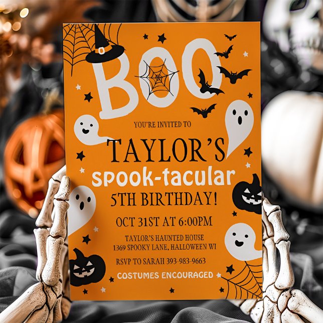 Halloween Birthday Invite, Halloween Invitation (Halloween Birthday Orange Invite)