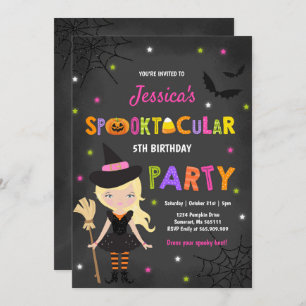 Halloween Birthday Invite Witch Halloween Party