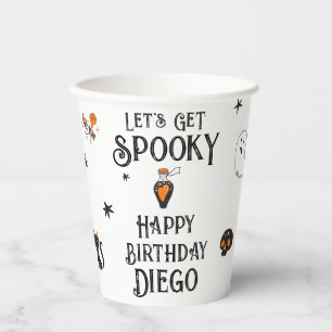 Halloween Birthday "Let's Get Spooky" Doodles Paper Cups