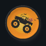 Halloween birthday Monster truck Ghost Pumpkin bat Paper Plate<br><div class="desc">Halloween birthday Monster truck Ghost Pumpkin bat Paper Plates (Edit)</div>