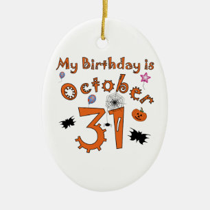 Halloween Birthday October 31st Ceramic Tree Decoration