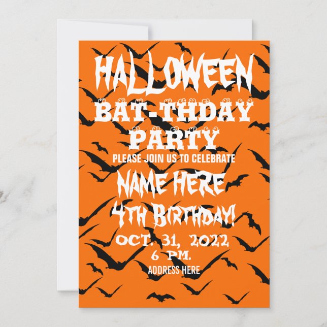 HALLOWEEN BIRTHDAY PARTY CELEBRATION INVITATION (Front)