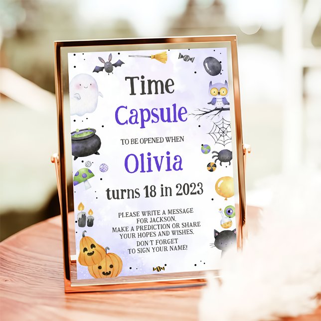 Halloween Birthday Party Cute Time Capsule Sign (Creator Uploaded)