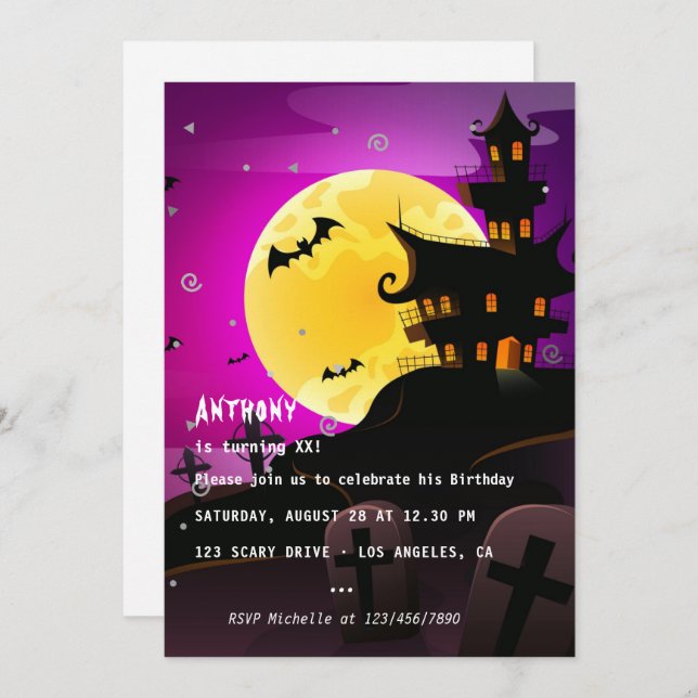 Halloween Birthday Party Invitation (Front/Back)