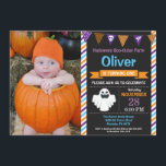 Halloween Birthday Party Invitation<br><div class="desc">Halloween Birthday Invitation with custom photo. Halloween Birthday Invitation. 1st first birthday halloween party invite. 1st 2nd 3rd 4th 5th 6th 7th 8th 9th 10th 11th 12th 13th, Any Ages. Boy or Girl Bday Bash Invite. Chalkboard. Halloween Boo-thday Party. For further customisation, please click the "Customise it" button and use...</div>