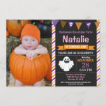 Halloween Birthday Party Invitation<br><div class="desc">Halloween Birthday Invitation with custom photo. Halloween Birthday Invitation. 1st first birthday halloween party invite. 1st 2nd 3rd 4th 5th 6th 7th 8th 9th 10th 11th 12th 13th, Any Ages. Boy or Girl Bday Bash Invite. Chalkboard. Halloween Boo-thday Party. For further customisation, please click the "Customise it" button and use...</div>