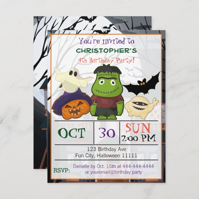 Halloween Birthday Party Invitation (Front/Back)