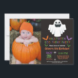 Halloween Birthday Party Invitation<br><div class="desc">Halloween Birthday Invitation with custom photo. Halloween Birthday Invitation. Halloween party invite. Boy or Girl Bday Bash Invite. 1st 2nd 3rd 4th 5th 6th 7th 8th 9th 10th 11th 12th 13th 14th 15th, Any Ages. Chalkboard. Halloween Boo-thday Party. For further customisation, please click the "Customise it" button and use our...</div>