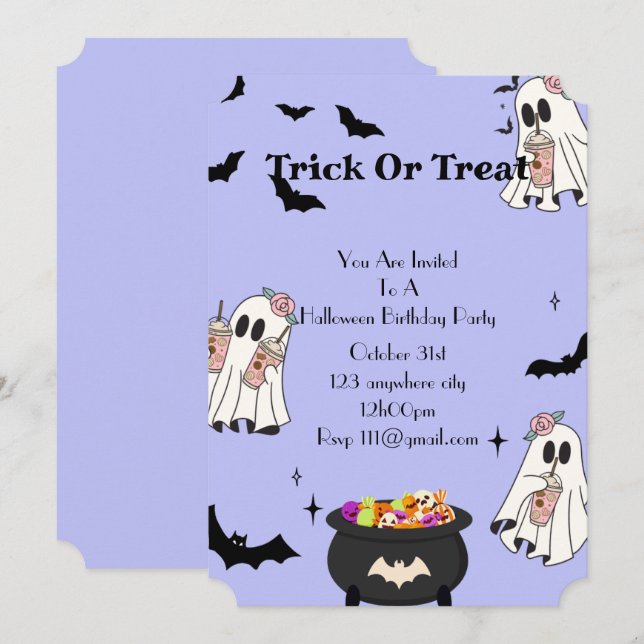 halloween birthday party  invitation (Front/Back)