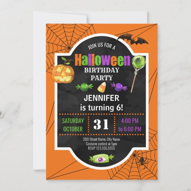 Halloween Birthday Party Invitation (Front)