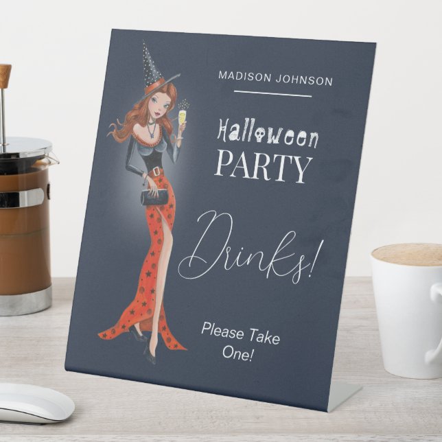 Halloween Birthday Party Invitation Pedestal Sign (In SItu)