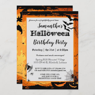 Halloween Birthday Party Invitation Spooky Bats