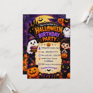 Halloween Birthday Party Invitation Spooky Hallo