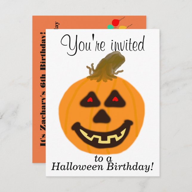 Halloween Birthday Party Invitations CUSTOMIZE (Front/Back)