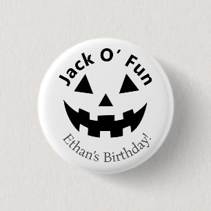 Halloween Birthday Party   Jack O’ Fun Pumpkin  3 Cm Round Badge
