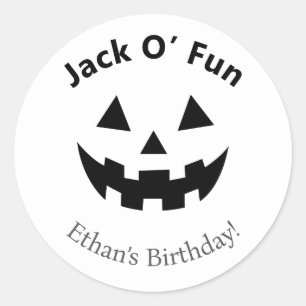 Halloween Birthday Party   Jack O’ Fun Pumpkin  Classic Round Sticker