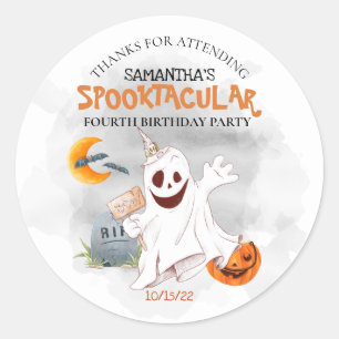 Halloween Birthday Party Kids Spooktacular Ghost  Classic Round Sticker