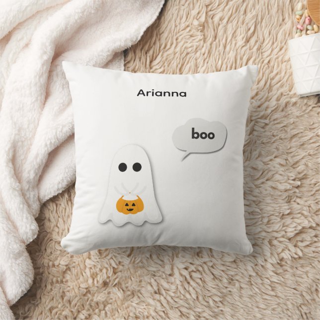 Halloween Birthday Party | Minimal Ghost Design Cushion (Blanket)