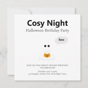 Halloween Birthday Party   Minimal Ghost Design Holiday Card