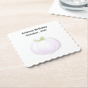 Halloween Birthday Party   Minimal Pumpkin Design Paper Coaster