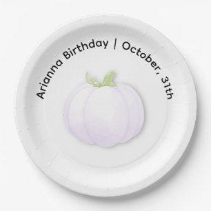Halloween Birthday Party Minimal Pumpkin Design Paper Plate