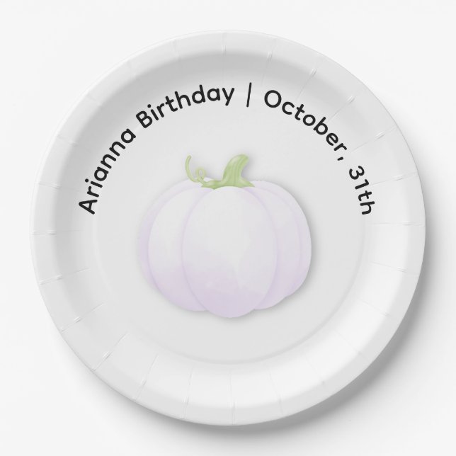 Halloween Birthday Party | Minimal Pumpkin Design Paper Plate (Front)