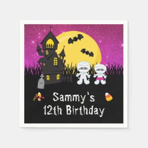 Halloween Birthday Party Mummy Pink Napkin