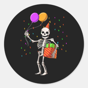 Halloween Birthday Party Outfit Skeleton Birthday Classic Round Sticker