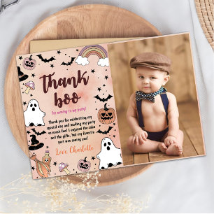 Halloween Birthday Party Photo Thank You Card