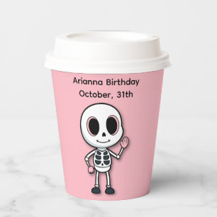 Halloween Birthday Party   Playful pink skeleton Paper Cups