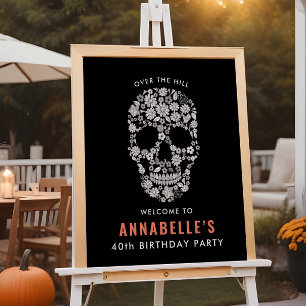 Halloween Birthday Party Skull Welcome Sign