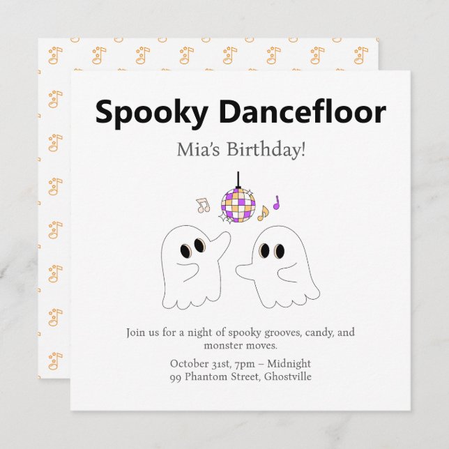 Halloween Birthday Party | Spooky Dancefloor Ghost Holiday Card (Front/Back)