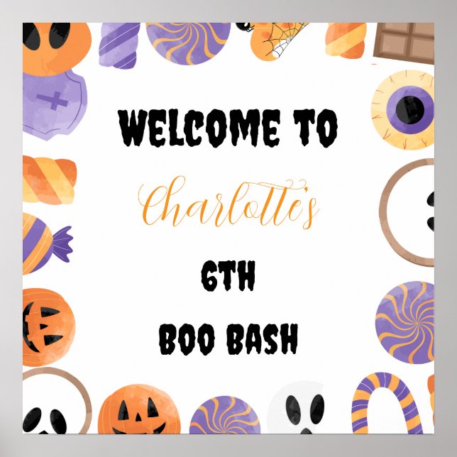 Halloween Birthday Party Welcome Poster (Front)
