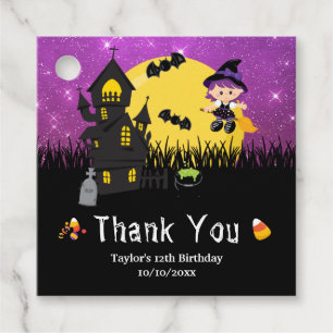 Halloween Birthday Party Witch Purple Favour Tags