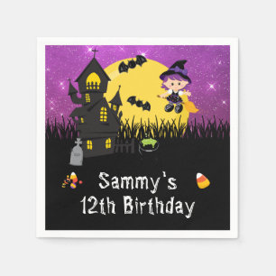 Halloween Birthday Party Witch Purple Napkin