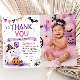 Halloween Birthday Photo Thank You Card