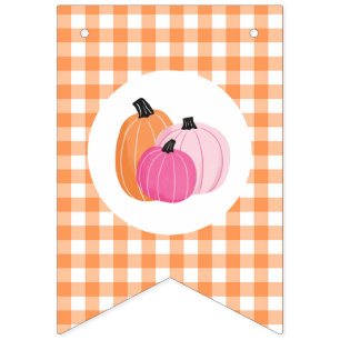 Halloween Birthday Pink Pumpkins orange plaid Bunting
