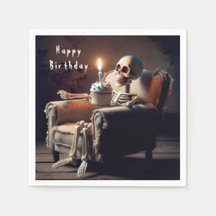 Halloween Birthday Skeleton Napkin