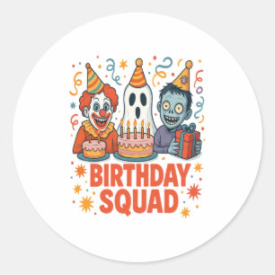 Halloween Birthday Squad Creepy Clown Ghost Zombie Classic Round Sticker