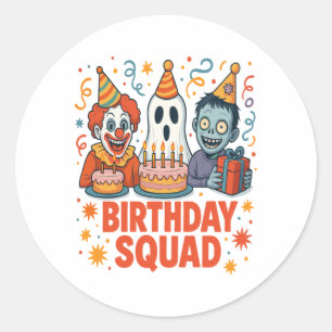 Halloween Birthday Squad Creepy Clown Ghost Zombie Classic Round Sticker