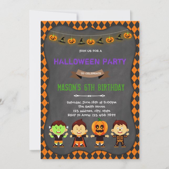 Halloween birthday theme Invitation (Front)