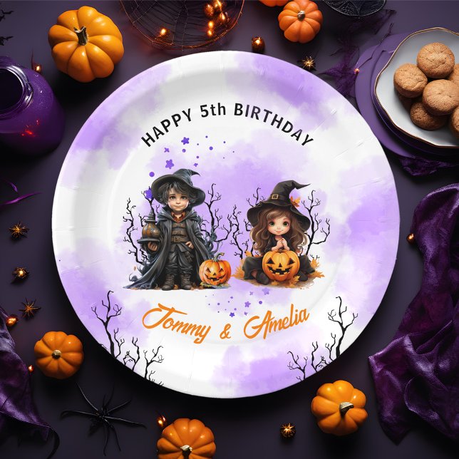 Halloween Birthday Twins Paper Plates (Halloween Birthday Twins Paper Plates)