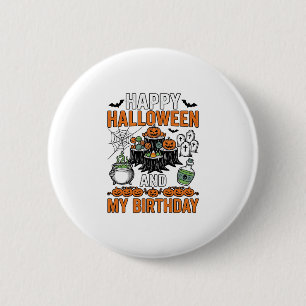 Halloween Birthday Vintage Pumpkin Party Design_1 6 Cm Round Badge