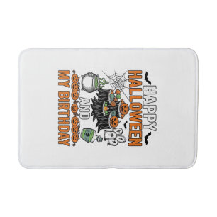 Halloween Birthday Vintage Pumpkin Party Design_1 Bath Mat