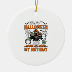 Halloween Birthday Vintage Pumpkin Party Design_1 Ceramic Tree Decoration